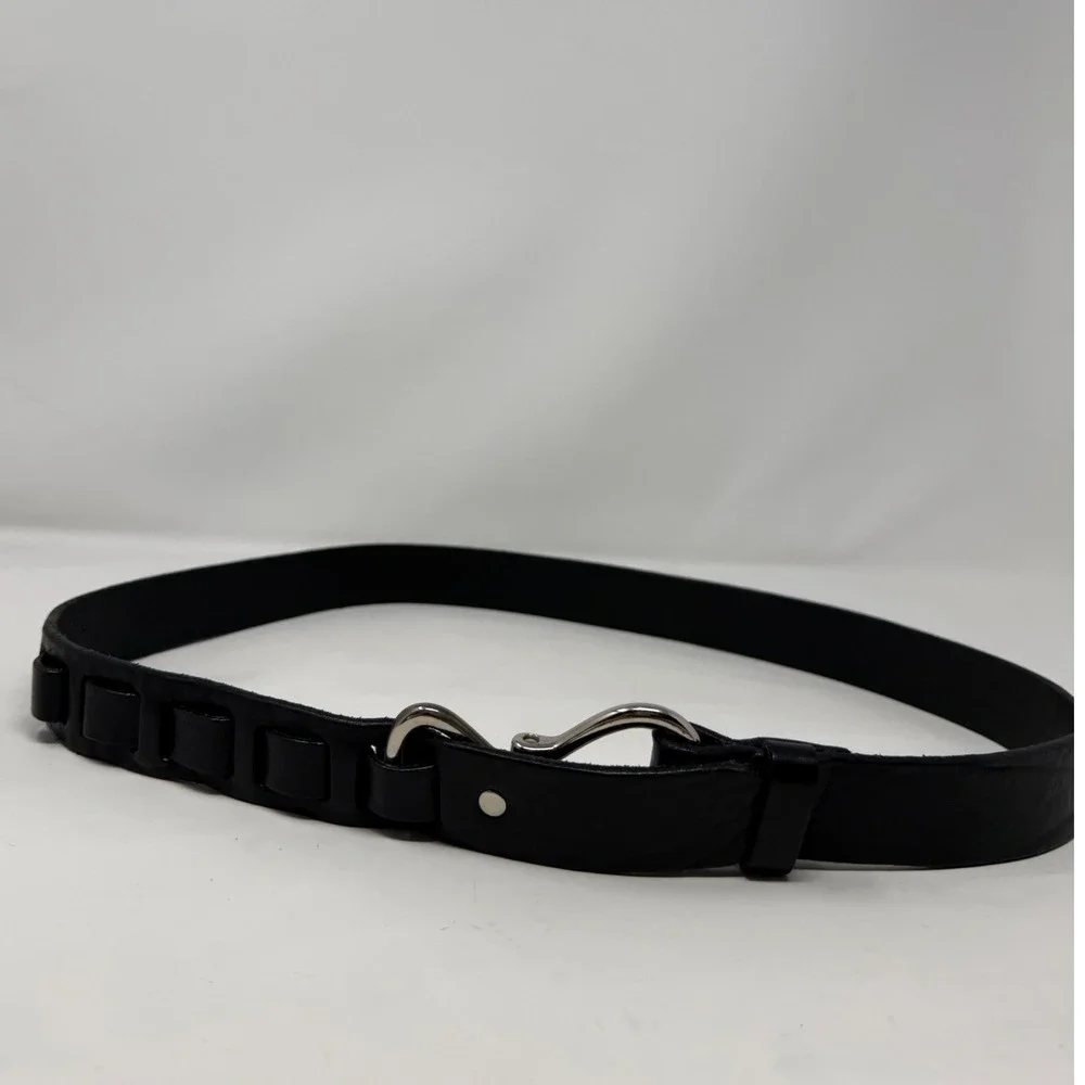 Austin Jeffers Black Leather Hook Buckle Belt Large Cartridge Loop Design